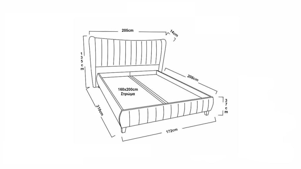 Διπλό Κρεβάτι Venisa Anthracite11